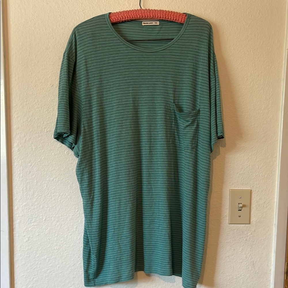 Marine Layer Teal Striped Men's pocket t-Shirt XL